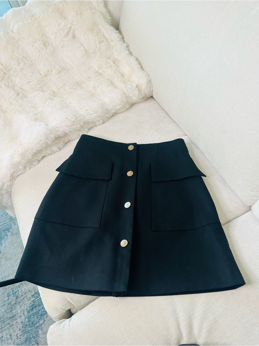 Black Button-Front A-Line Skort size XS MARSEGO - Picture 5 of 13
